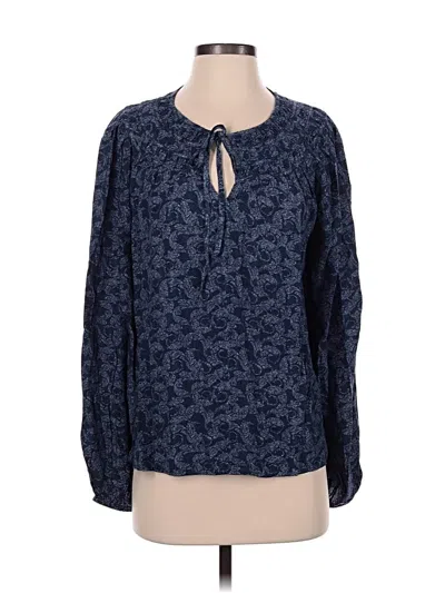 Pre-owned Ann Taylor Loft Long Sleeve Blouse In Blue
