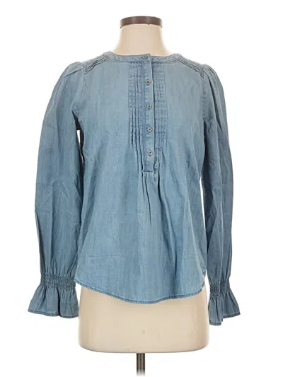 Ann Taylor Loft Long Sleeve Blouse In Blue