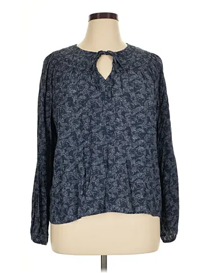 Ann Taylor Loft Long Sleeve Blouse In Blue