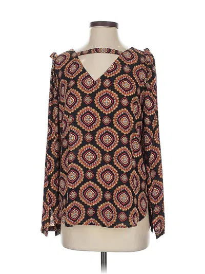 Pre-owned Ann Taylor Loft Long Sleeve Blouse In Brown