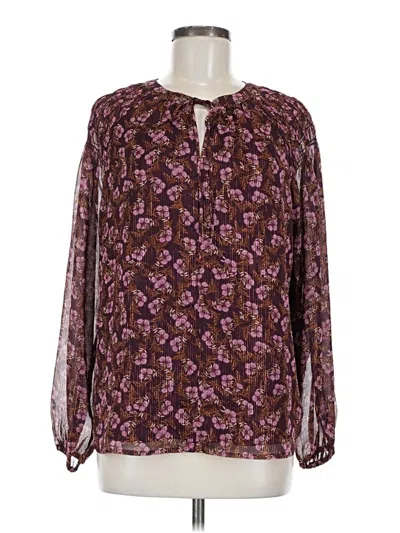 Ann Taylor Loft Long Sleeve Blouse In Brown