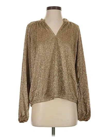 Ann Taylor Loft Long Sleeve Blouse In Brown