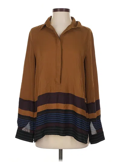 Pre-owned Ann Taylor Loft Long Sleeve Blouse In Brown