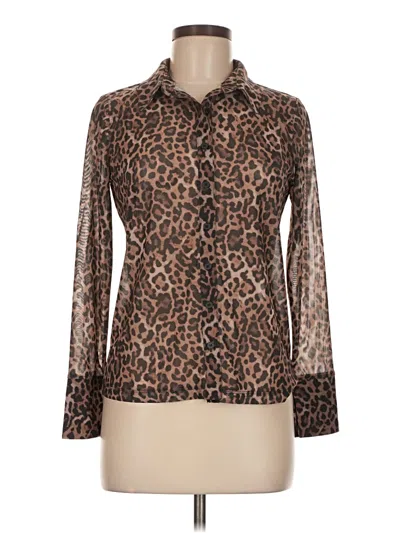 Pre-owned Ann Taylor Loft Long Sleeve Blouse In Brown