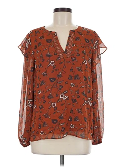 Pre-owned Ann Taylor Loft Long Sleeve Blouse In Brown