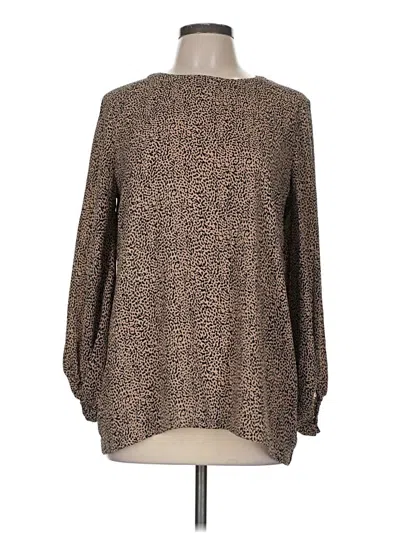 Pre-owned Ann Taylor Loft Long Sleeve Blouse In Brown