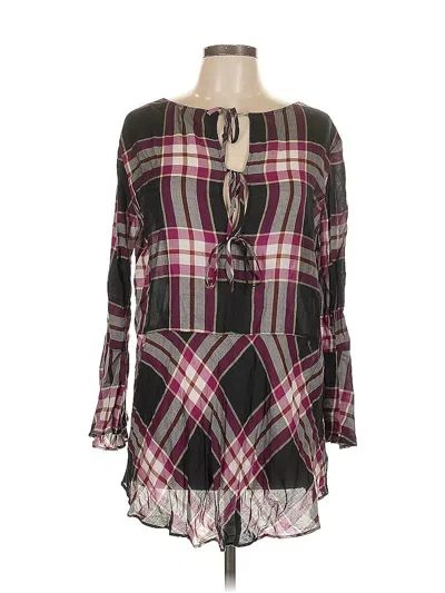 Pre-owned Ann Taylor Loft Long Sleeve Blouse In Burgundy