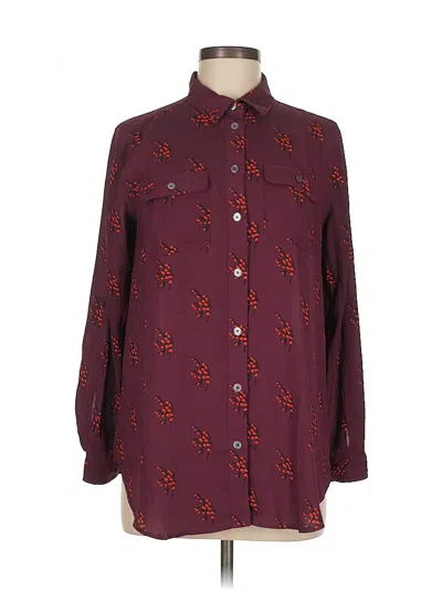 Pre-owned Ann Taylor Loft Long Sleeve Blouse In Burgundy