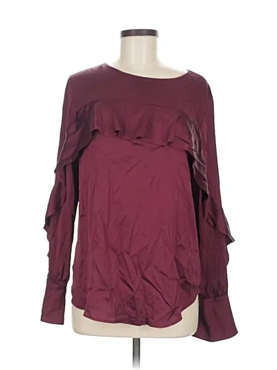 Pre-owned Ann Taylor Loft Long Sleeve Blouse In Burgundy