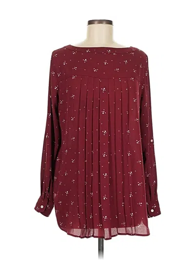 Pre-owned Ann Taylor Loft Long Sleeve Blouse In Burgundy