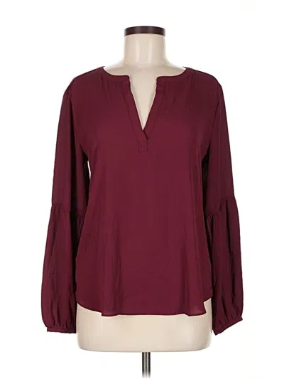 Pre-owned Ann Taylor Loft Long Sleeve Blouse In Burgundy