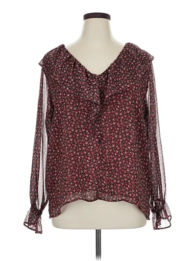 Pre-owned Ann Taylor Loft Long Sleeve Blouse In Burgundy