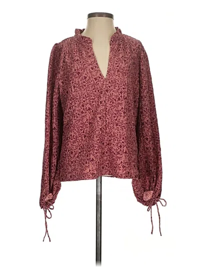 Pre-owned Ann Taylor Loft Long Sleeve Blouse In Burgundy