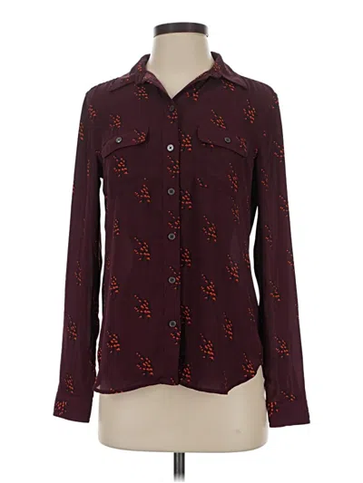 Pre-owned Ann Taylor Loft Long Sleeve Blouse In Burgundy