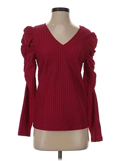 Pre-owned Ann Taylor Loft Long Sleeve Blouse In Burgundy