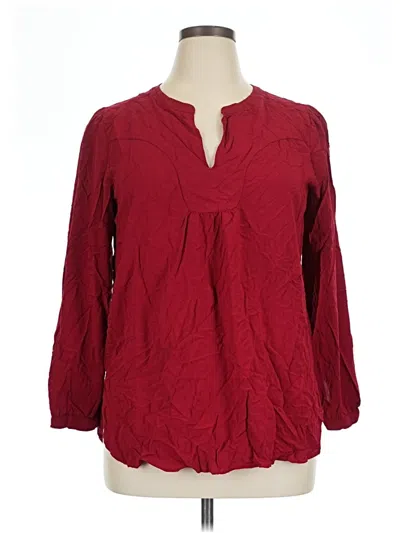 Pre-owned Ann Taylor Loft Long Sleeve Blouse In Burgundy