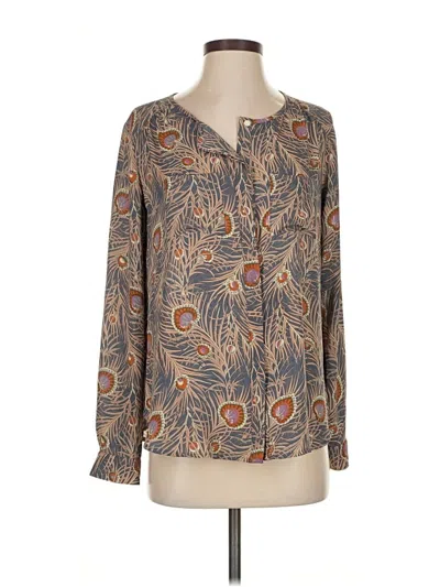 Pre-owned Ann Taylor Loft Long Sleeve Blouse In Gray