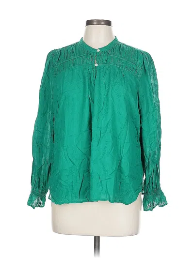 Pre-owned Ann Taylor Loft Long Sleeve Blouse In Green