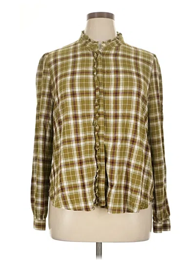 Pre-owned Ann Taylor Loft Long Sleeve Blouse In Green