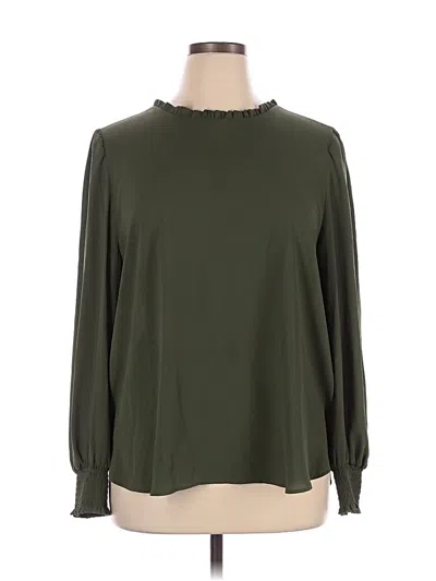Pre-owned Ann Taylor Loft Long Sleeve Blouse In Green