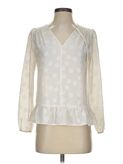 Pre-owned Ann Taylor Loft Long Sleeve Blouse In Ivory