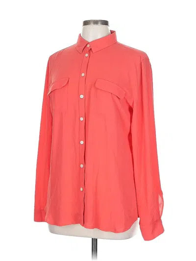 Pre-owned Ann Taylor Loft Long Sleeve Blouse In Orange