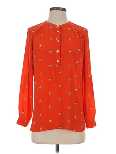 Pre-owned Ann Taylor Loft Long Sleeve Blouse In Orange