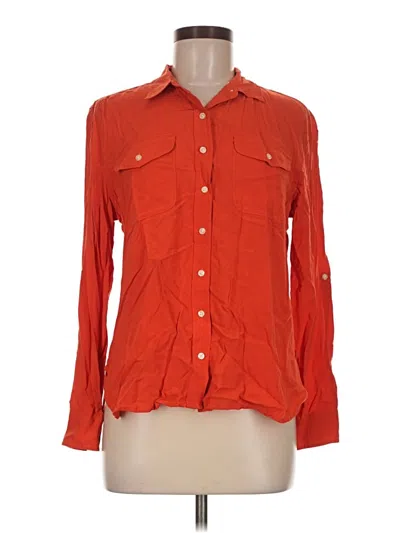 Pre-owned Ann Taylor Loft Long Sleeve Blouse In Orange