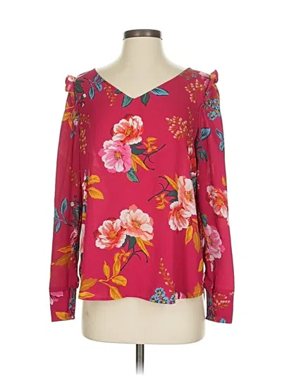 Pre-owned Ann Taylor Loft Long Sleeve Blouse In Pink