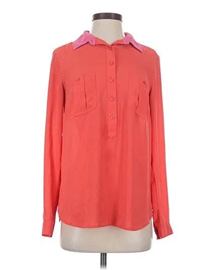 Pre-owned Ann Taylor Loft Long Sleeve Blouse In Pink