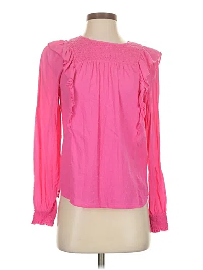 Pre-owned Ann Taylor Loft Long Sleeve Blouse In Pink