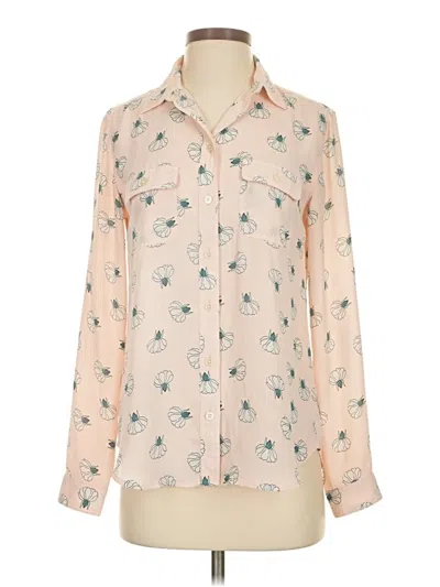 Pre-owned Ann Taylor Loft Long Sleeve Blouse In Pink