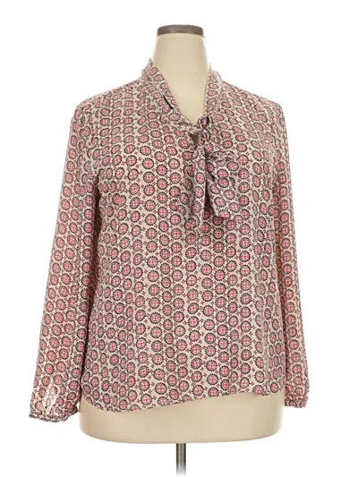 Pre-owned Ann Taylor Loft Long Sleeve Blouse In Pink
