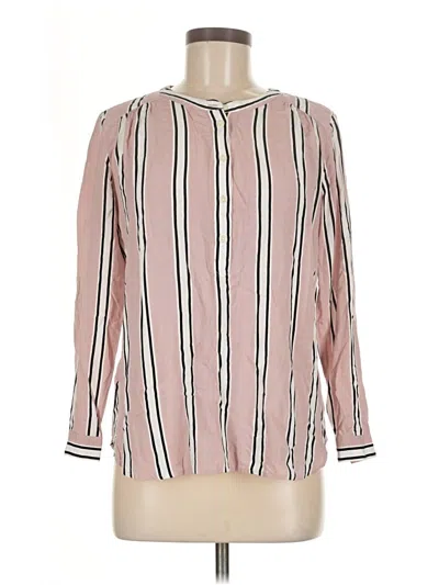 Pre-owned Ann Taylor Loft Long Sleeve Blouse In Pink