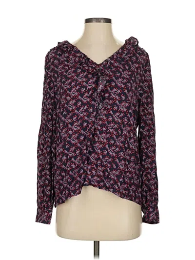 Pre-owned Ann Taylor Loft Long Sleeve Blouse In Purple
