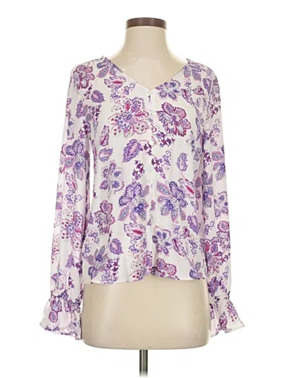 Pre-owned Ann Taylor Loft Long Sleeve Blouse In Purple
