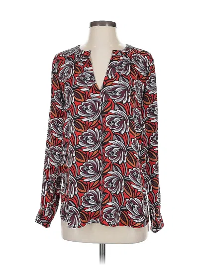 Pre-owned Ann Taylor Loft Long Sleeve Blouse In Red