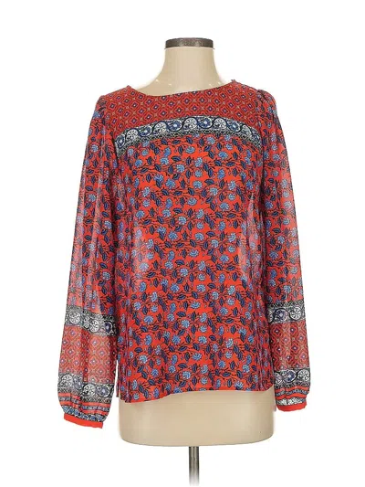 Pre-owned Ann Taylor Loft Long Sleeve Blouse In Red