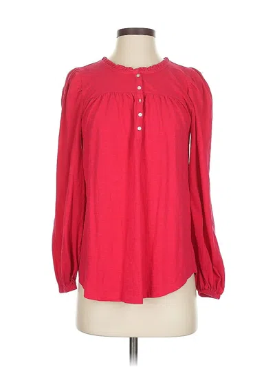 Pre-owned Ann Taylor Loft Long Sleeve Blouse In Red