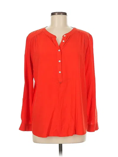 Pre-owned Ann Taylor Loft Long Sleeve Blouse In Red