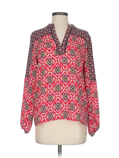 Pre-owned Ann Taylor Loft Long Sleeve Blouse In Red