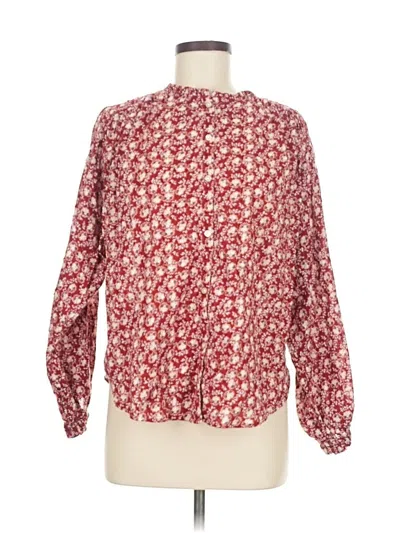 Pre-owned Ann Taylor Loft Long Sleeve Blouse In Red