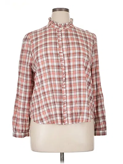 Pre-owned Ann Taylor Loft Long Sleeve Blouse In Red