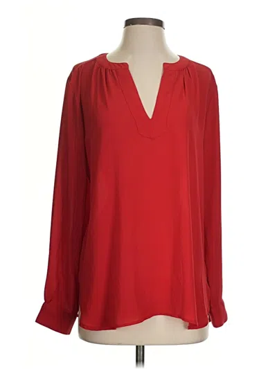 Pre-owned Ann Taylor Loft Long Sleeve Blouse In Red