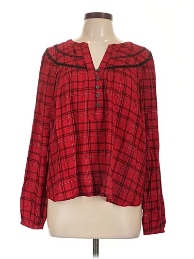 Ann Taylor Loft Long Sleeve Blouse In Red