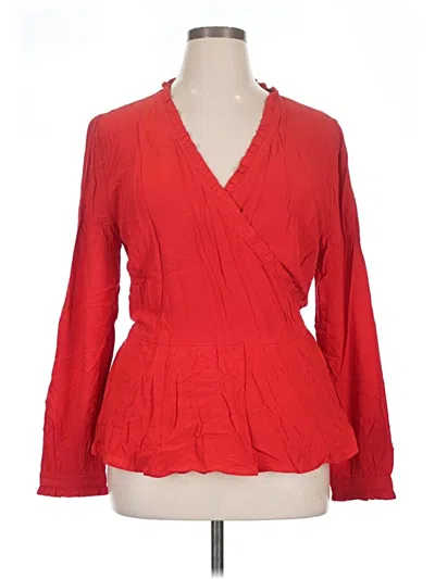 Ann Taylor Loft Long Sleeve Blouse In Red