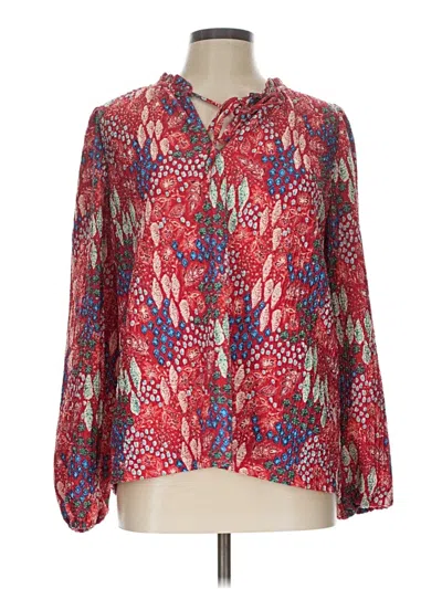 Pre-owned Ann Taylor Loft Long Sleeve Blouse In Red