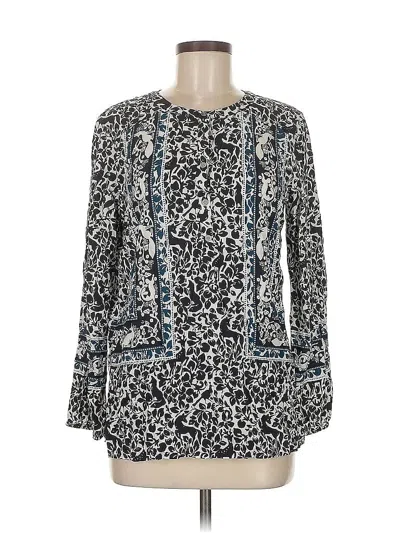 Pre-owned Ann Taylor Loft Long Sleeve Blouse In Silver