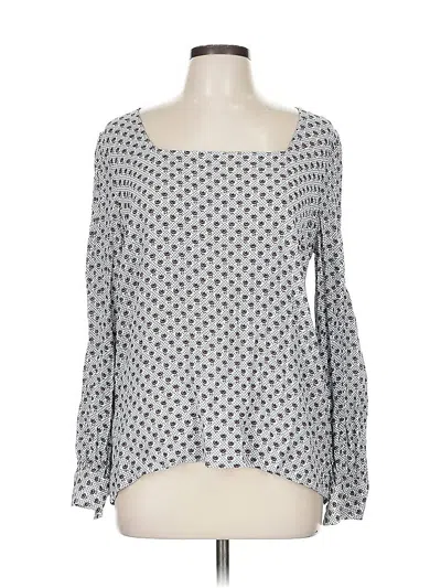 Pre-owned Ann Taylor Loft Long Sleeve Blouse In Silver