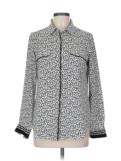 Pre-owned Ann Taylor Loft Long Sleeve Blouse In Silver